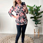 Gabby Neckline Babydoll Blouse In Black & Pink Florals 11.24