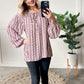Tie Front Floral Blouse In Off White And Wine