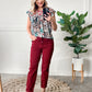 Embroidered Floral and Animal Print Blouse In Teal Multi 11.21