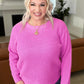 High Low Waffle Knit Sweater in Bright Mauve