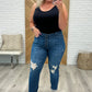 Judy Blue High Rise Button Fly Distressed Boyfriend Jeans