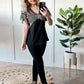 Savanna Jane Embroidered Top With Tie Sleeve Detail In Taupe & Black