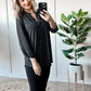 Gabby Front Top With Button Sleeve Detail In Black Polka Dots