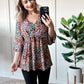 Dolman Sleeve Babydoll Top In Leopard Multi