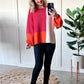 Colorblock Knit Sweater In Pink, Orange & Ivory