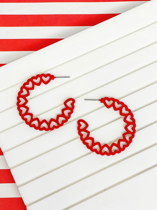 PREORDER: Hoop Of Hearts Earrings in Assorted Colors