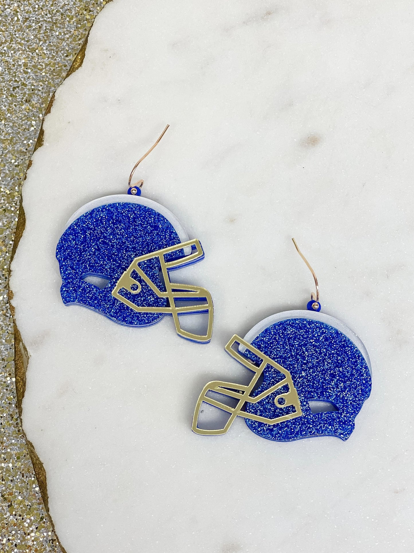 PREORDER: Glitter Football Helmet Dangle Earrings In Two Colors