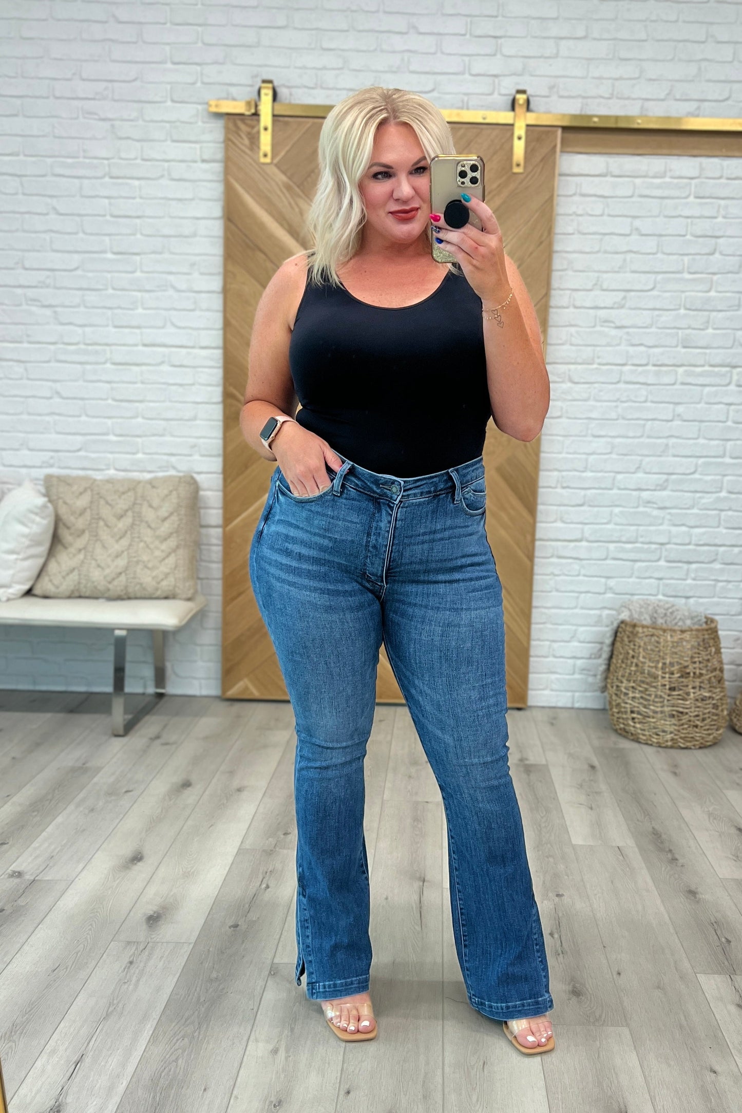 Judy Blue Augusta High Rise Tummy Control Slit Hem Bootcut