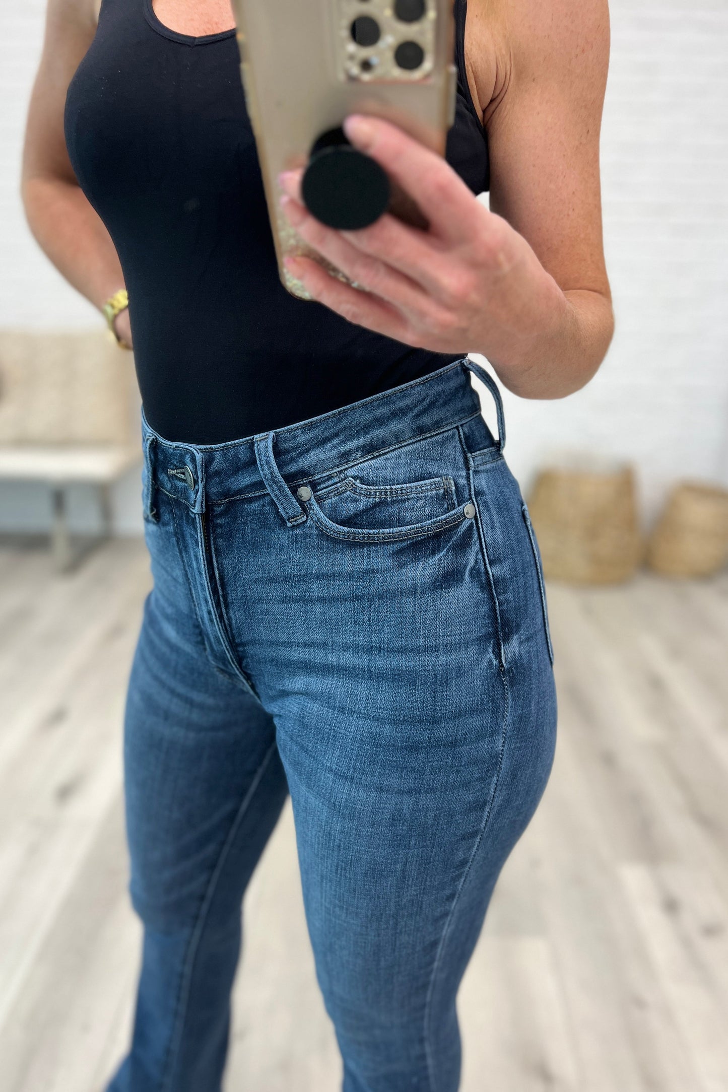 Judy Blue Augusta High Rise Tummy Control Slit Hem Bootcut