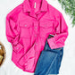Button Down Stretchy Shacket In Malibu Pink