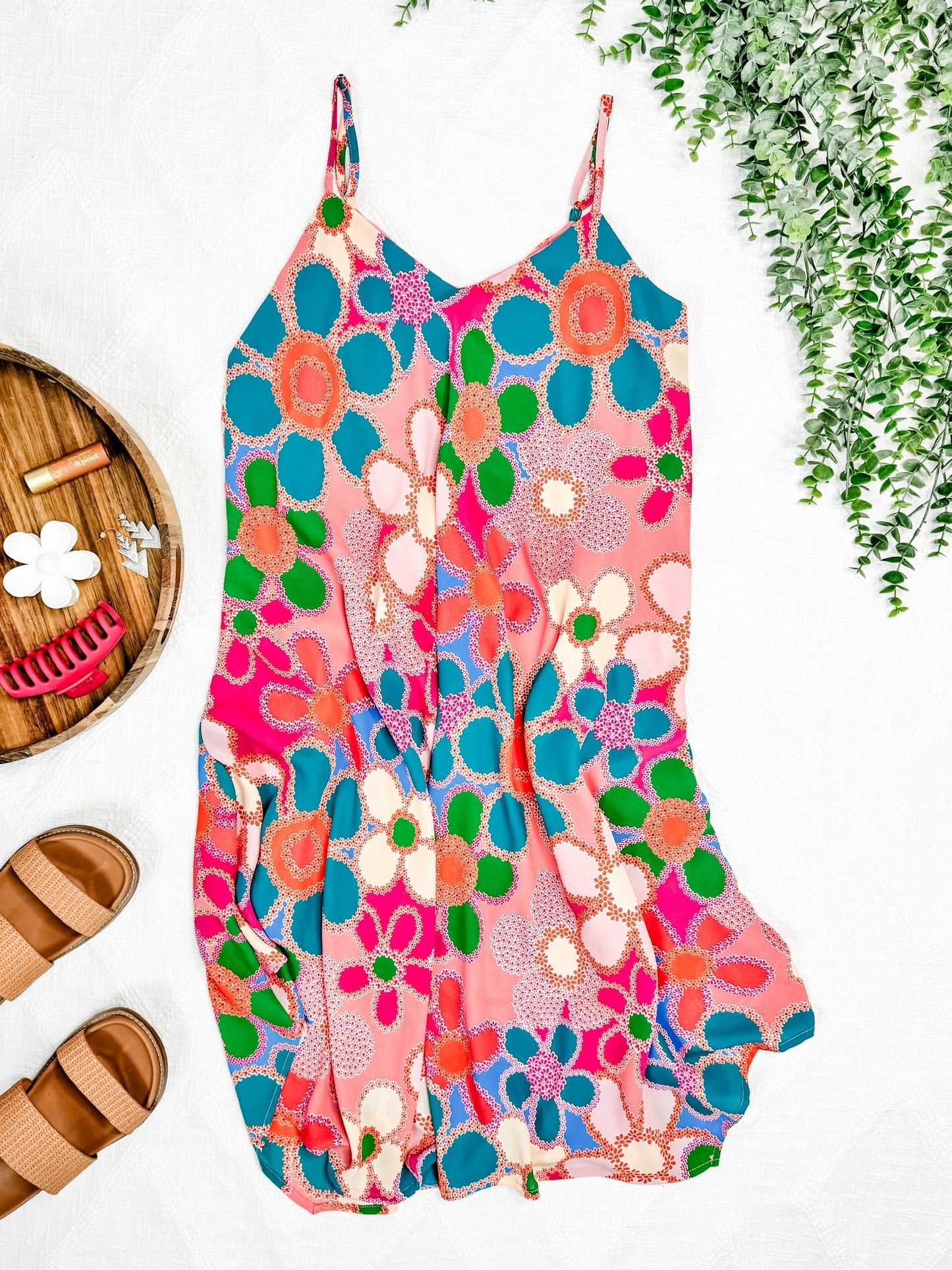 Cheery 70's Floral Flowy Dress