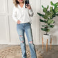 Collared Long Sleeve Thermal Knit Top In White