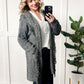 Hooded Fringe Open Front Cardigan In Heathered Grey