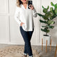 Collared Long Sleeve Thermal Knit Top In White
