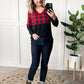 V Neck Buffalo Plaid Top In Red & Black