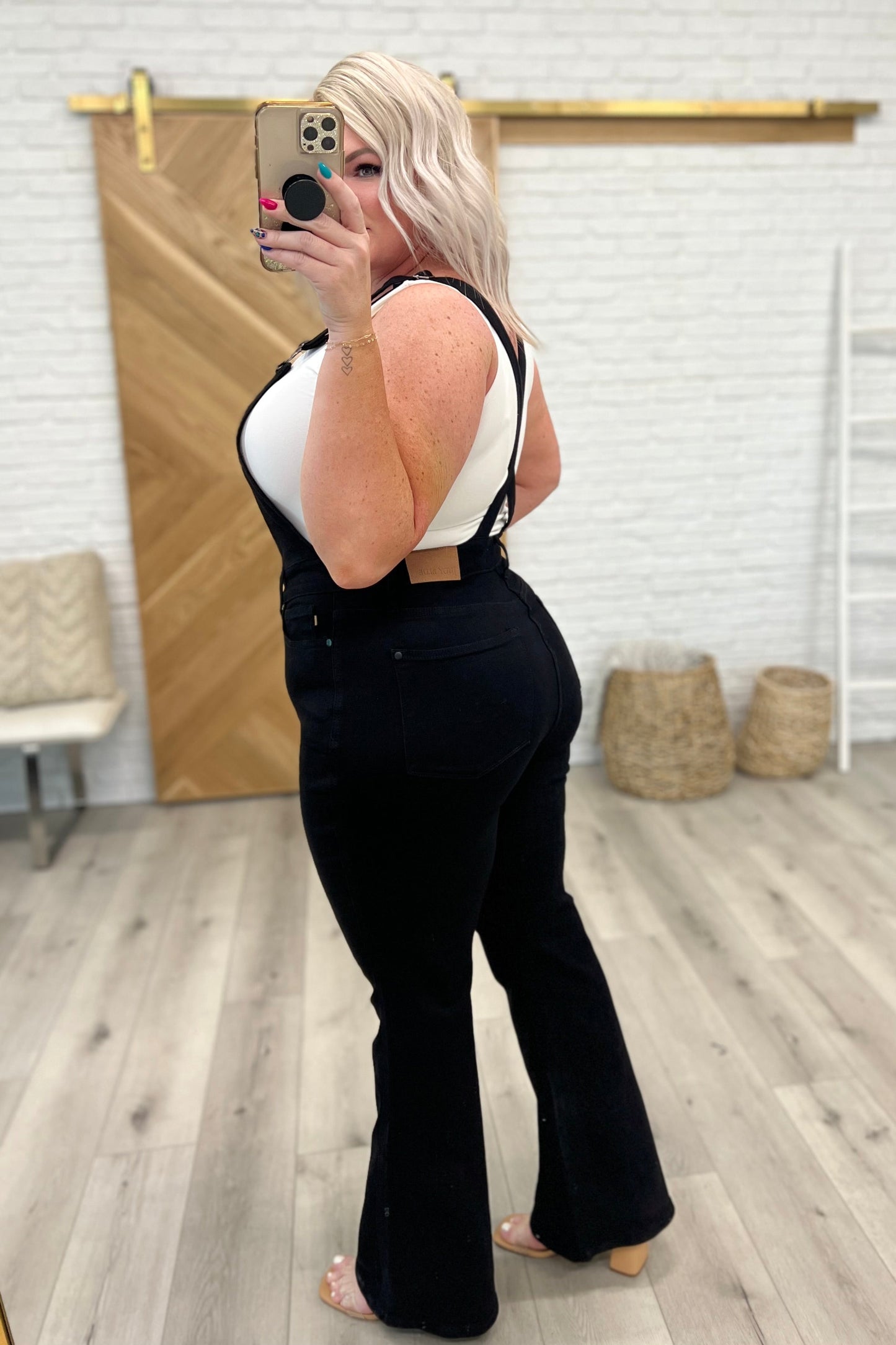 Judy Blue Imogene Tummy Control Retro Flare Overalls in Black