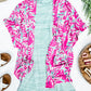 Short Sleeve Kimono In Bright Pink & Teal