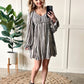 Long Sleeve Smocked Dress In Black & Cream Vintage Florals
