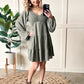 Tiered Smocked Dress With Balloon Sleeves In Olive
