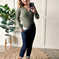 Lace Up Long Sleeve Bodysuit In Olive