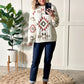 Popcorn Aztec Sweater In Cream, Olive & Rust