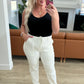 Judy Blue Cuffed Denim Jogger in Ecru White