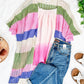 Striped Open Knit Cardigan In Pink, Green, Tan & Blue