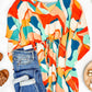 Dolman Sleeve Blouse With Tie Belt Detail In Tuscan Sunset