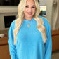 Hooded Melange Brushed Hacci Sweater in Deep Sky