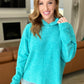 Hooded Melange Brushed Hacci Sweater in Light Teal