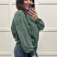 Acid Wash Oversized Pullover in Dark Green