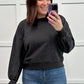 Acid Wash Oversized Pullover in Ash Black