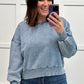 Acid Wash Oversized Pullover in Blue Grey