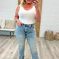 Judy Blue High Rise Plaid Cuff Vintage Straight Jeans
