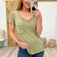 Melange Burnout V-Neck T-Shirt in Light Olive