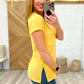 Melange Burnout V-Neck T-Shirt in Yellow Gold