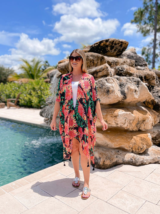 PREORDER: All Over Floral Print Kimono in Two Colors