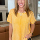 A Wink And A Smile Waffle Knit Top in Yellow Gold