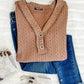 Button Front Knit Top With Elbow Patch Detail In Autumn Leaves 11.20
