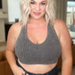 Aim Higher V-Neck Racerback Tank in Ash Grey