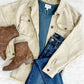 Mineral Wash Button Down Denim Jacket In Fall Pear