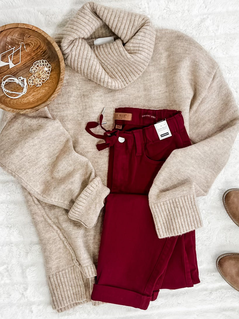 Cowl Neck Sweater In Cappuccino