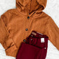 Cable Knit Hooded Cardigan In Burnt Orange
