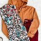 Embroidered Floral and Animal Print Blouse In Teal Multi 11.21