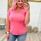 V-Neck Slim Short Sleeve Top in Pink