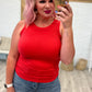 Ribbed Scoop Tank Top in Light Red