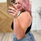 Ribbed Seamless Racerback Crew Neck Crop Tank in Black