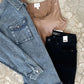 Mineral Wash Button Down Denim Jacket In Muted Navy