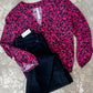 Gabby Front Top With Button Sleeve Detail In Magenta Florals
