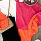 Colorblock Knit Sweater In Pink, Orange & Ivory